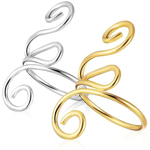 Alipis 2 piezas Anillos de Crochet Ajustables para Controlar Tensión de Hilo de Metal Dorado y Plateado Accesorios Suaves y Cómodos para Tejer Manualidades