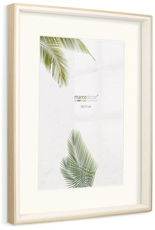 MARCODECOR MARCODECOR.COM Marco de foto 50x70 cm Bicolor - media 50 x 70 cm SIN paspartu y 40x60 cm CON paspartu - color Madera blanco X1 Ud. con paspartu, para colgar