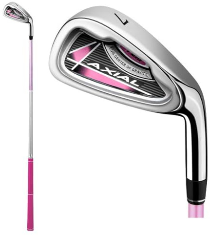Palos de golf para niños, palos de golf de hierro de 36 grados para diestros #7, eje de carbono, para niños y niñas, entrenadores escolares, palos de enseñanza para golfistas jóvenes (rosa para niñas