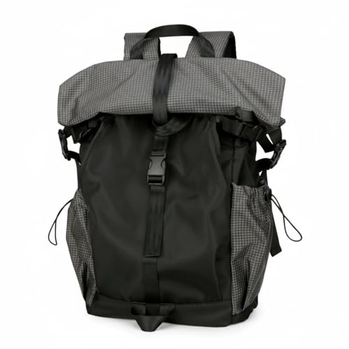 FytStycale Sac à Dos Roll-Top Multifonctionnel Sac à Dos Enroulable Grande Capacité Bagagerie pour Déplacement, Extérieur, Array, Gris Foncé, 20-35L