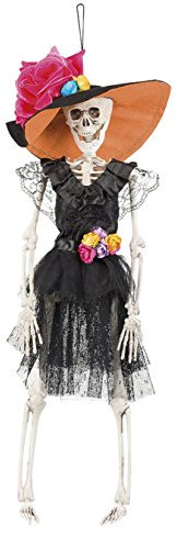 Boland 97035 - Decorazione La Flaca per feste a tema e Halloween, decorazione appesa donna scheletro con fiori, decorazione per feste per Dia de los Muertos