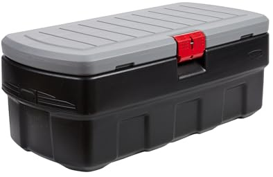 Rubbermaid 48 Gallon Black Action Packer Lockable Latch Indoor and Outdoor Storage Box Container for Home, Garage, Backyard, Single