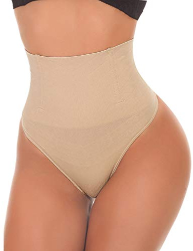 SEXYWG Women Waist Cincher Girdle Tummy Control Thong Panty Slimmer Body Shaper Beige