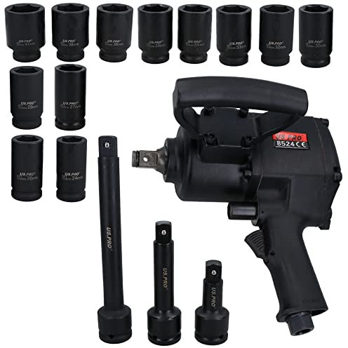 AB Tools 3/4” Drive Air Impact Wrench Gun 1800 Nm + 12 Sockets 24 – 41mm + Extensions