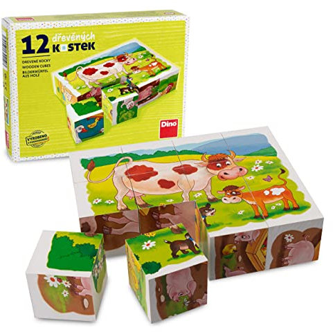 R.u.M. Toys Würfelpuzzle - handgefertigtes Kinder Puzzle ab 3 Jahren - Premium Bauklötze Puzzle aus nachhaltigem Fichtenholz - Kleinkind Puzzlewürfel hergestellt im Erzgebirge (Tiere vom Lande)