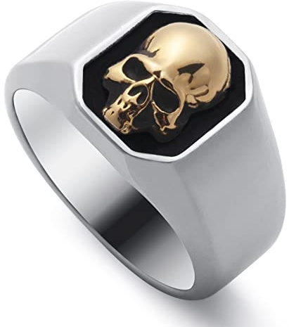 WESTMIAJW Skull Rings for Men Stainless Steel Gothic Punk Skull Ring Jewellery Size Q,S,T1/2,V1/2,Y,Z+1