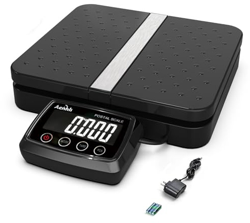 ACNHLI 66 Pound Digital Shipping Postal Scale, Black, Including Product Manual and Adapter, Suitable for Warehouses, Homes, Office Spaces, and Courier Companies