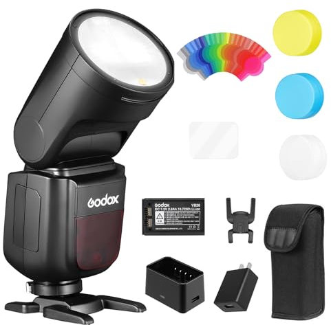 Godox V1C - Flash para cámara Speedlite (76 W, 1/8000 HSS, 2,4 G, inalámbrico, sistema X, E-TTL II con iones de litio de 2600 mAh, compatible con Canon 6D, 7D, 50D, 60D, 500D, 550D, 600D, 650D, 1000D)