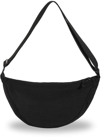 Eniyou Bandolera Nylon Bolso Riñonera Bolso de Hombro Mujer Media Luna Crossbody Bag Women Correa de Hombro Ajustable (Negro)
