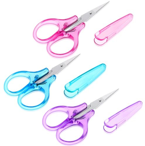 Andibro 3 Stück Kleine Bastelschere, Edelstahl Handwerk Scheren mit Schutzhülle Mini High Precision Details Schere Set Sharp Feine Spitzen Kinderscheren für Nähen Sticken Papier Schneiden Crafting Diy