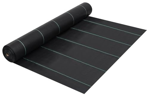 Iiaky Estera de Control de malezas y raíces PP Negro 2x100 m Jardín Patio Barrera Malla Hierba Abono Cubierta Revestimiento Protección