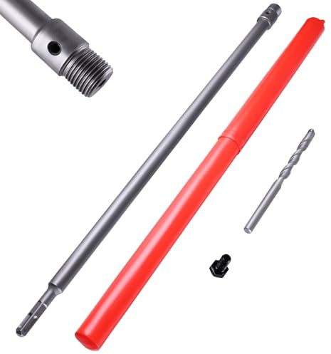 TIOMIOSEA SDS Plus - Eje de 600 mm de longitud, extensión para brocas huecas, vástago de extensión SDS Plus con rosca, incluye broca de centrado, para sistemas de aire acondicionado, campanas o