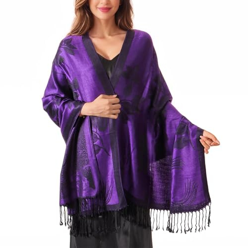 Lamca Women Pashmina Shawls and Wraps Scarf Soft Silky Reversible Paisley Scarves Shawl for Women UK