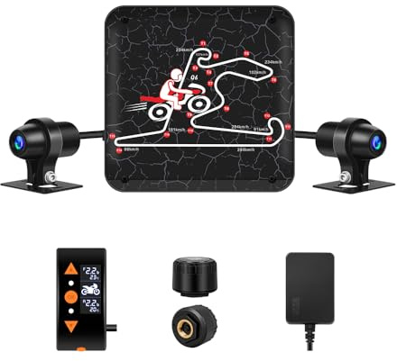VSYSTO WiFi motorcykeldashkamera, OLED-kabelkontroller, däcktryckssensorer, parkeringsövervakning, GPS 1080P SONYIMX307 150° vidvinkel fram- och bakkamera motorcykeldvr-system, loopinspelning
