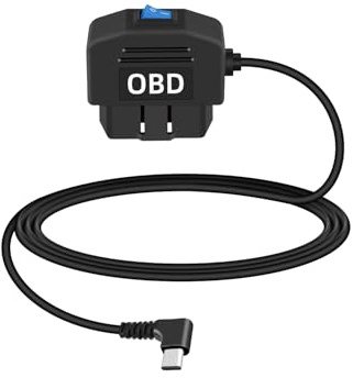 YANBORONSN Automotive OBD strömkabel, 90 graders USB Cto OBD-II Hardwire Cable Adapter med strömbrytarknapp för Dash Camera 24 timmar Surveillance/Acc Mode, (3,5 m/11,5 fot