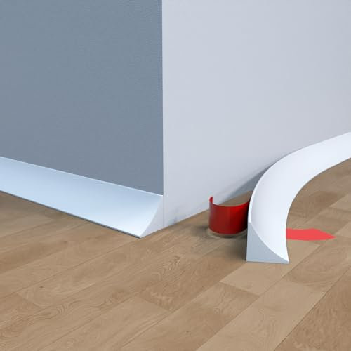 5 Metri Modanatura Adesiva per Pareti, Striscia di Bordatura Flessibile, Profilo Angolare PVC, Strisce di Calafataggio Autoadesivo per Parete, Pavimenti, Soffitti, Battiscopa, Piastrelle (Bianco)