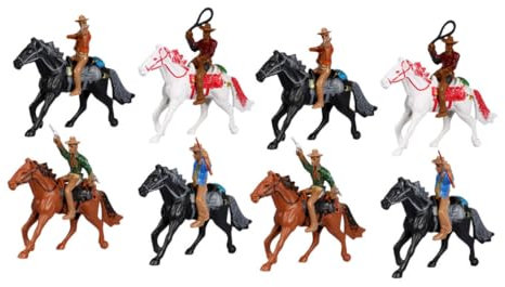 BCOATH 2Sätze Cowboy Spielzeugfiguren mit Pferdemodellen Teiliges Dekorationsset Realistische Tierfiguren für Western Kultur für Sammler