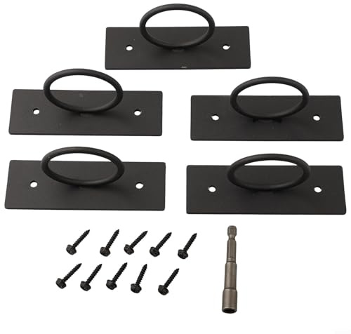 Lot de 5 supports de corde noirs en acier inoxydable 304 pour balustrades extérieures, quais, jetées, câbles marins, jardins, cordes jusqu'à 5,1 cm avec vis