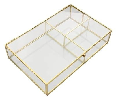 Présentoir à lunettes Boîtes de rangement bijoux en verre, présentoir, conteneur bureau, boîtes rouge à lèvres