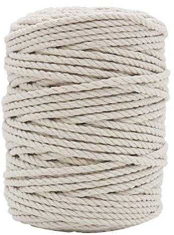 4mm Macrame Cord, 165 Feet Thick Cotton Macrame Rope for Wall Hanging Planters Hangers, Knitting Macrame Home DIY Crafting Decoration (Beige)