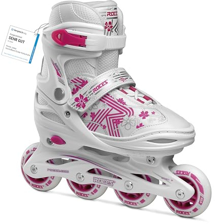 Roces Jokey 3.0 Girl, Pattino Inline jr Bambina, Bianco-Rosa, 38/41