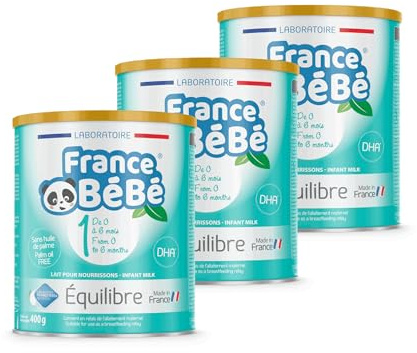 FRANCE BéBé EQUILIBRE - 1er âge en poudre - Boîte de lait infantile en poudre pour Nourrisson de 400 gr - fabriqué en France avec du lait français (3 boîtes)