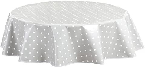 Wachstuch Tischdecke Wachstuchtischdecke Abwaschbar Rund 140cm Kleine Tupfen Hellgrau