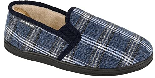 Dunlop Martyn Twin Gusset slip-on termiska mattor tofflor med varmt fleecefoder marinblå, Marinblått Xsp, 41.5 EU
