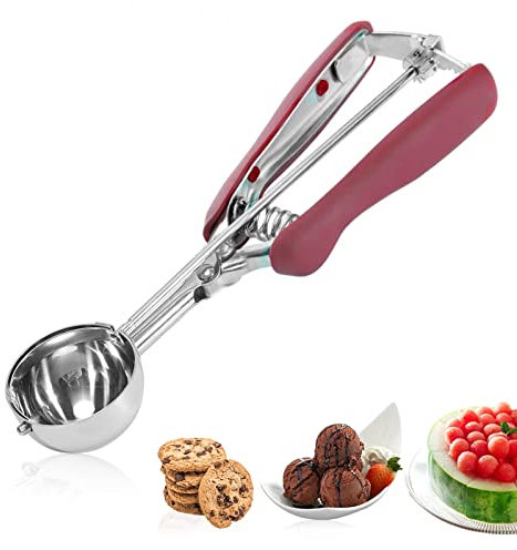 Paletta per Gelato in Acciaio Inossidabile, Cucchiaio Porzionatore Paletta 5cm, Paletta per Gelato con Grilletto per Gelato, Biscotti, Torte Impasto, Melone