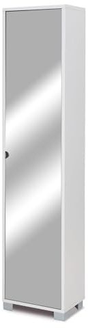 Giordanoshop Armadio 1 Anta con Specchio 43x190x29 cm Bianco Fiammato
