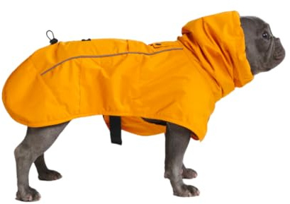 Spark Paws Chubasquero para perro, impermeable, resistente al viento, para perros pequeños, medianos, grandes, extragrandes, reflectantes, transpirables, cobertura de cuerpo completo, color amarillo
