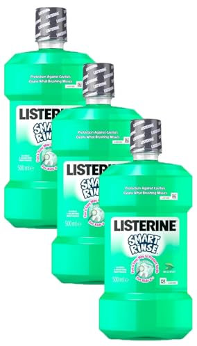 Listerine Smart Rinse Mild Mint Mouthwash 500ml (Pack of 3)