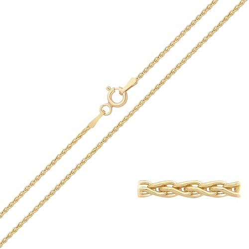 Old English Jewellers 9ct Yellow Gold on Silver 1.5mm Spiga Wheat Chain Necklace 16 18 20 22 24 (24)