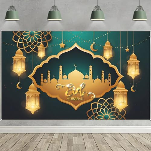 TICKLELY Banniere Ramadan Bannière de fond pour décoration du Ramadan Mubarak, 1 pièce, 180x110cm, bannière de fond musulman, décoration de fête Eid Mubarak