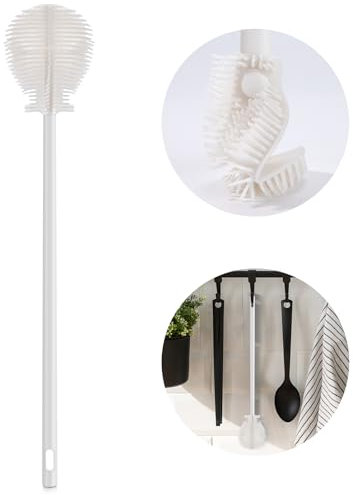 Brosses à Bouteille, 2 Pièces Brosse à Long Manche Tête De Brosse Pliable Brosse De Nettoyage à Long Manche en Silicone Brosses à Biberon pour Verre Tasses Gourde Sport Thermos