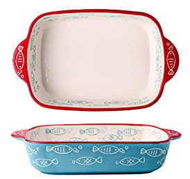 Bakeware Lasagneform, Keramiska ugnsformar Porslinsbakelser Rektangulära grytformsset Lasagnepannor Stekformar, set med 2(10.5inch)