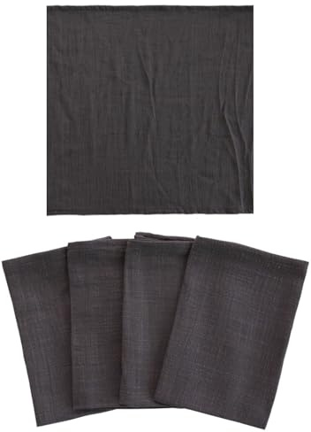 CosyAurora - Servilletas cuadradas de tela de algodón suave, servilletas de tela lavables, juego de 4, decoración de mesa de cena, boda, fiesta (gris oscuro)