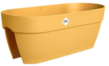 elho Vibia Campana Flower Bridge 60 - Blumenkasten Balkon mit Halterung - 100% Recyceltem Plastik - L 59 x B 26 x H 22 cm - Gelb/Honig Gelb