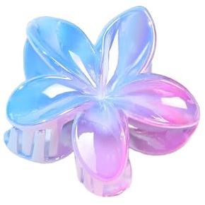 Blausky Lot de 2 pinces à cheveux en acrylique fleuries, pince à cheveux Plumeria hawaïenne, grands clips à cheveux fleuris avec pince à ressort antidérapante, accessoires capillaires pour femmes et