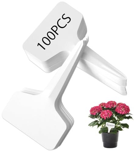 Set Di 100 Etichette Per Piante, Targhette per Piante Resistenti Alle Intemperie Cartellini 6×10cm Bianco Etichette Vegetali in Plastica Incluso Adatte Giardini Frutteti o Fattorie Giardinaggio