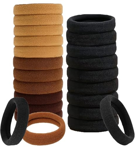 Hair bands for Women, 40 Pcs Soft Hair Ties No Damage, Seamless Hair Bands for Thick Curly Hair Ponytail Holders Hair Accessories for Women. (Natural Colour)