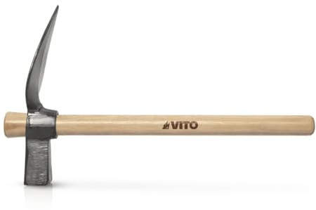 VITO - Marteau de Paveur Acier Trempé & Manche Bois Marteau Pioche pour la pose de pavés et bordures