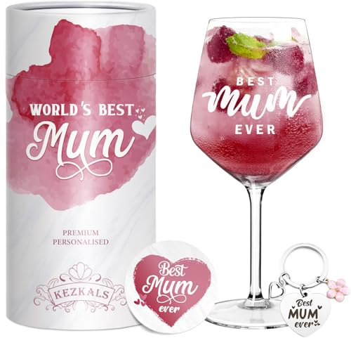 KEZKALS Gifts for Mum Mothers Day, Personalised Wine Glass, Birthday Presents Gadgets Easter Mothers Day Gifts for Her Mum Women