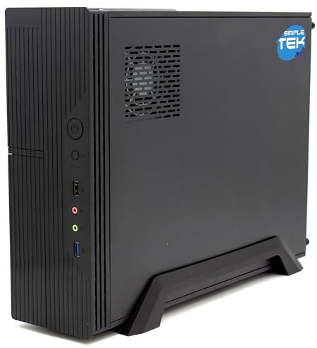 SIMPLETEK - Case compatto per PC fisso micro‑ATX/Mini‑ITX con alimentatore SFX da 500 W, 2 porte USB, porta audio e microfono, châssis assemblato
