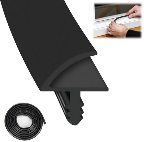 Joint de porte, joint de cadre de porte d'intérieur, pour isolation acoustique et prévention des collisions, pour rainure de 3 mm et feuillure de 11 mm (noir, 30 m)