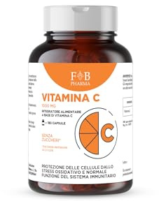 FB Pharma Vitamina C 1000 mg – 180 Capsule – Integratore Alimentare ad Alto Dosaggio – Supporto al Sistema Immunitario e Riduzione della Stanchezza – Prodotto in Italia