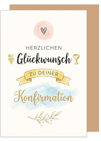 Edition Seidel Premium gratulationskort för konfirmation med kuvert. Konfirmationskort kort gratulationskort ordspråk flicka pojke ungdomar druva bägare hjärta (KF359 SW026)