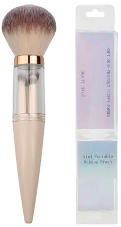 Resor makeupborstset, avtagbar bärbar ansiktskosmetik – kompakt sminkborstset – för lösa puder, rouge, brons, highlighter, concealer, , kontor, sovsal, camping, fest