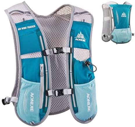 TRIWONDER 5L Ultraleichter Trinkrucksack, Trail Run Rucksack Trinkweste, Hydration Pack Fahrradrucksack für Marathon, Laufen, Camping, Wandern (Hellblau - nur Trinkrucksack, Einheitsgröße)
