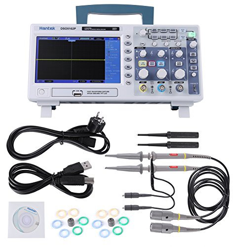 DSO5102P Osciloscopio USB Stockag digital, Osciloscopio de señal 2CH 100MHz y 110-240V TFT Pantalla LCD 7 1GSa/s Muestra en tiempo real